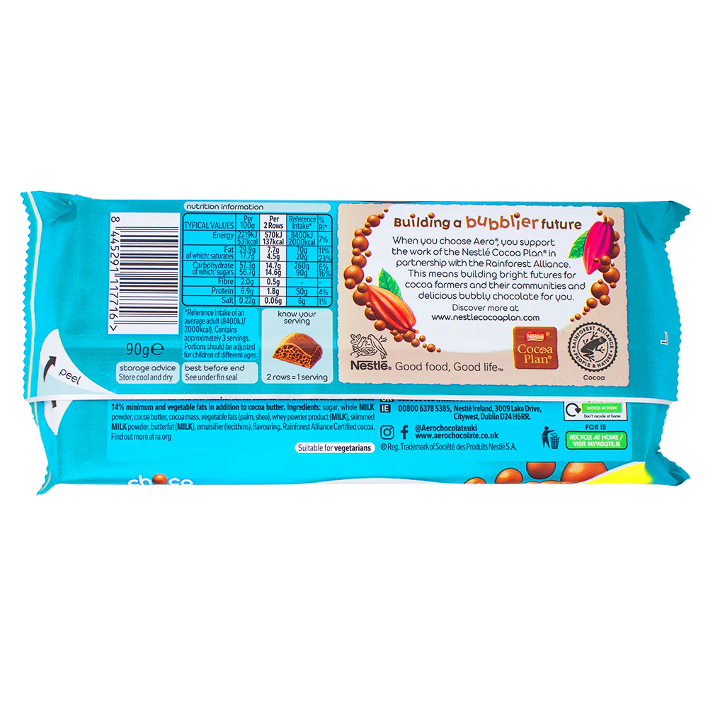 Aero Choco Hazelnut Sharing Bar (UK) - 90g - Image 2