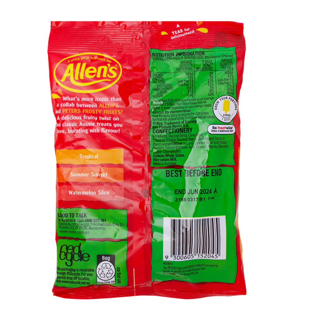 Allen's Frosty Fruits Popsicle Gummies (Australia) - 170g - Image 2