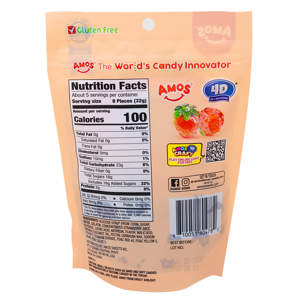Amos 4D Fruit Gummy Strawberry Burst Candies - 6oz - Image 2