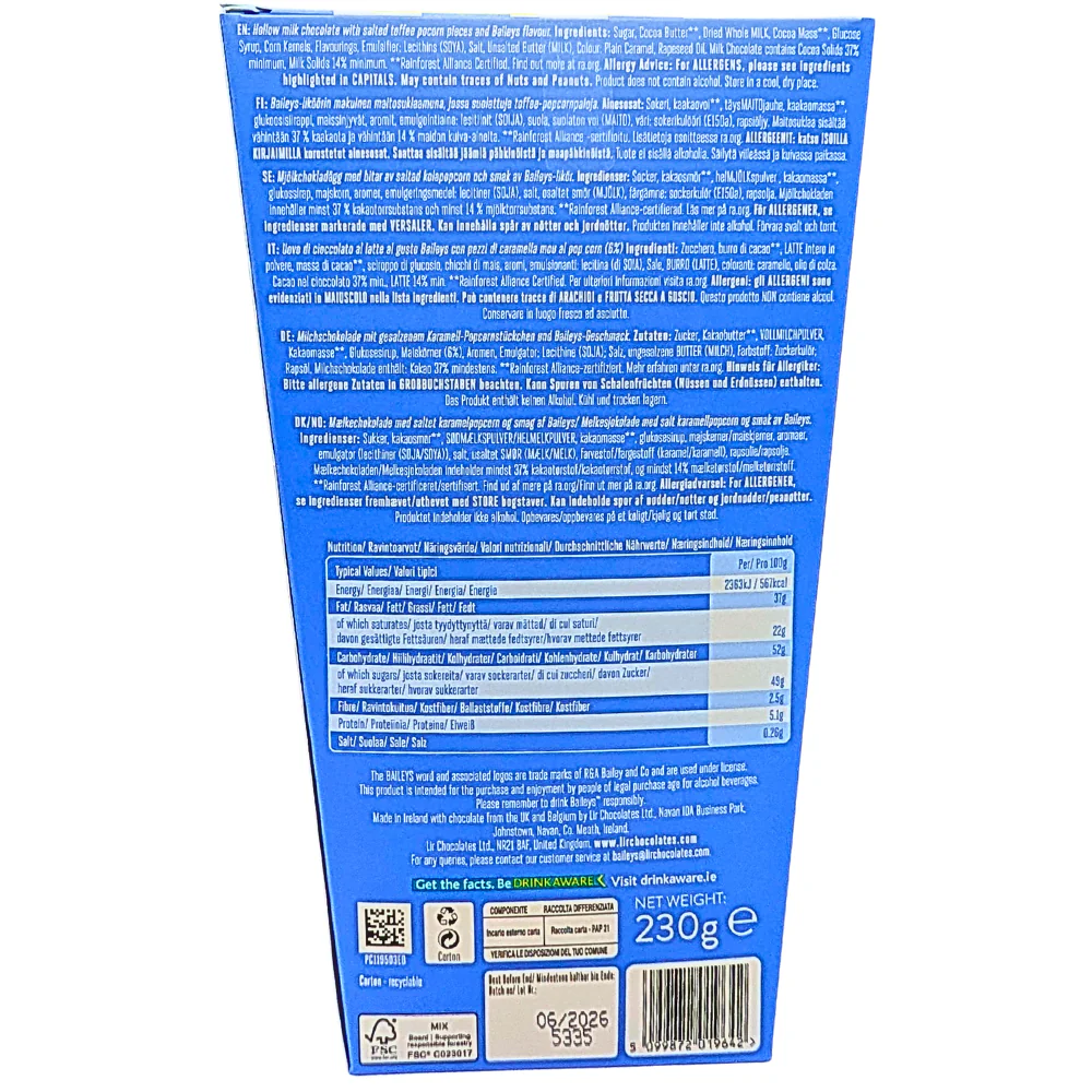 Baileys Popcorn Easter Egg (UK) - 230g - Image 3
