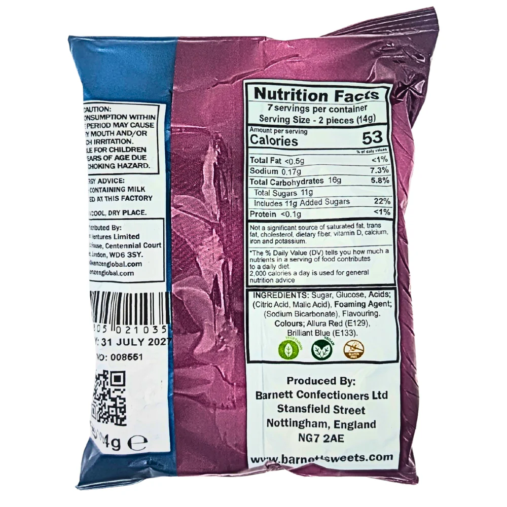 Barnetts Mega Sour Bubblegum (UK) - 104g - Image 2