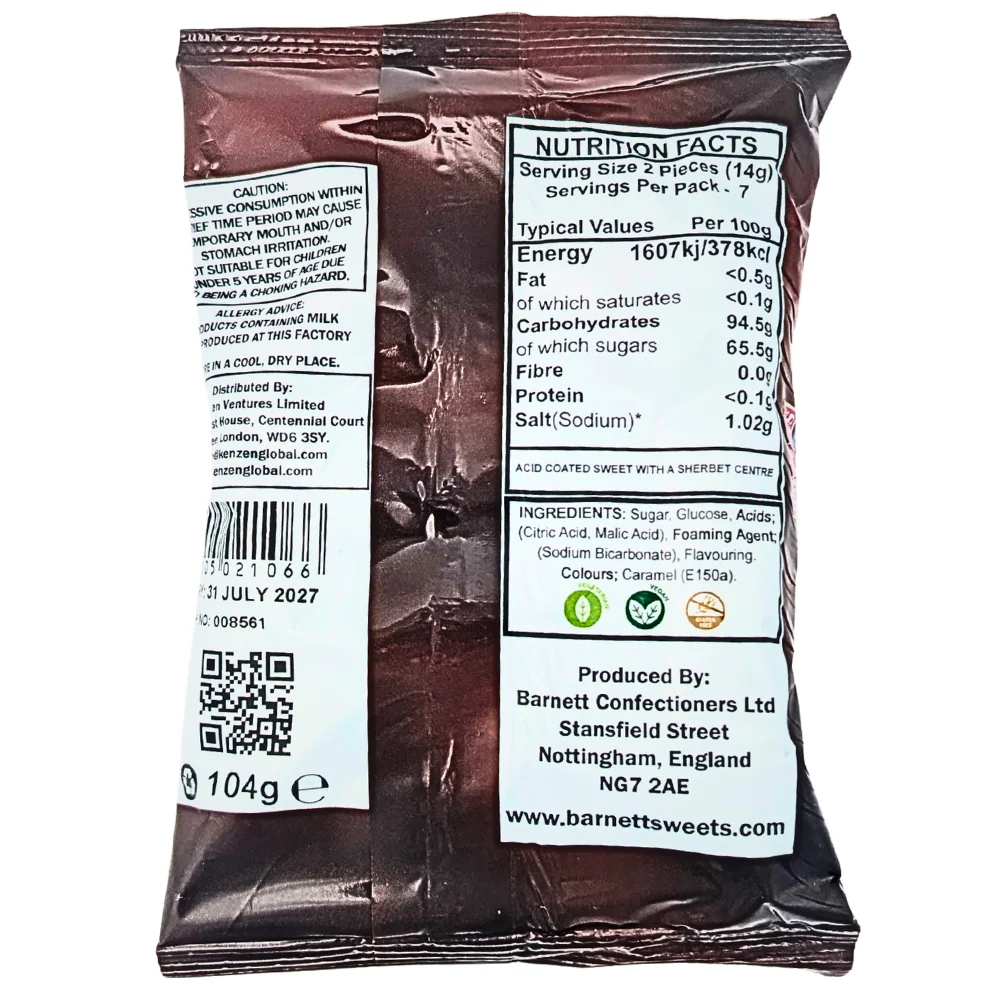 Barnetts Mega Sour Cola (UK) - 104g - Image 2