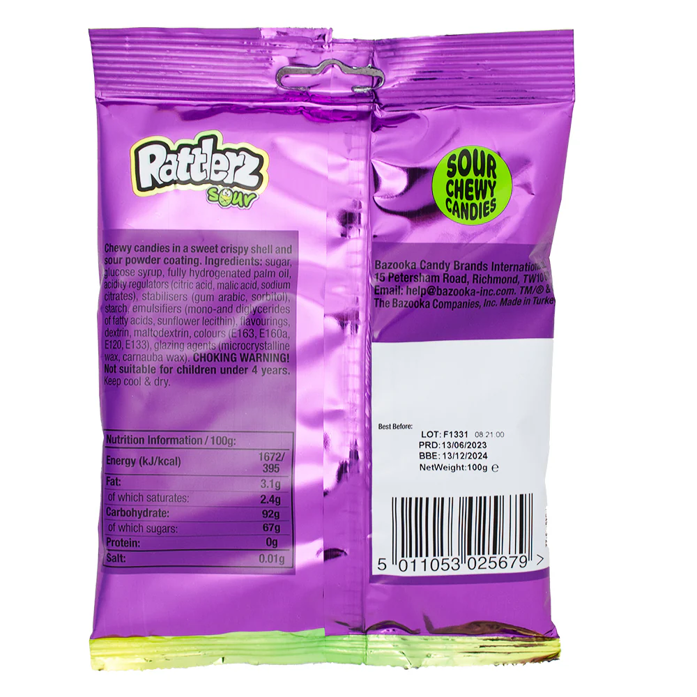 Bazooka Rattlerz Sours (UK) - 100g - Image 2