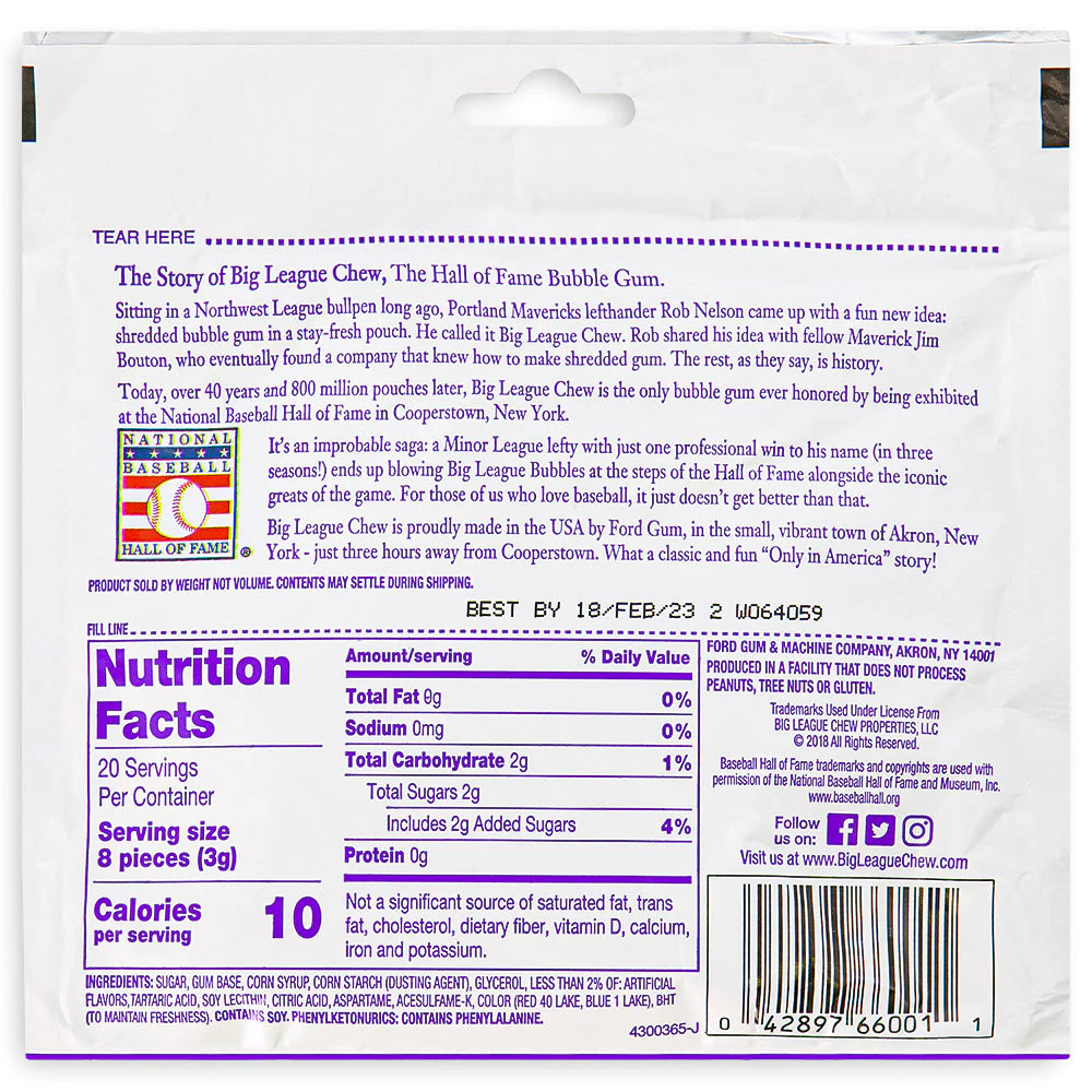 Big League Chew Bubble Gum - Ground Ball Grape 60g - Image 3