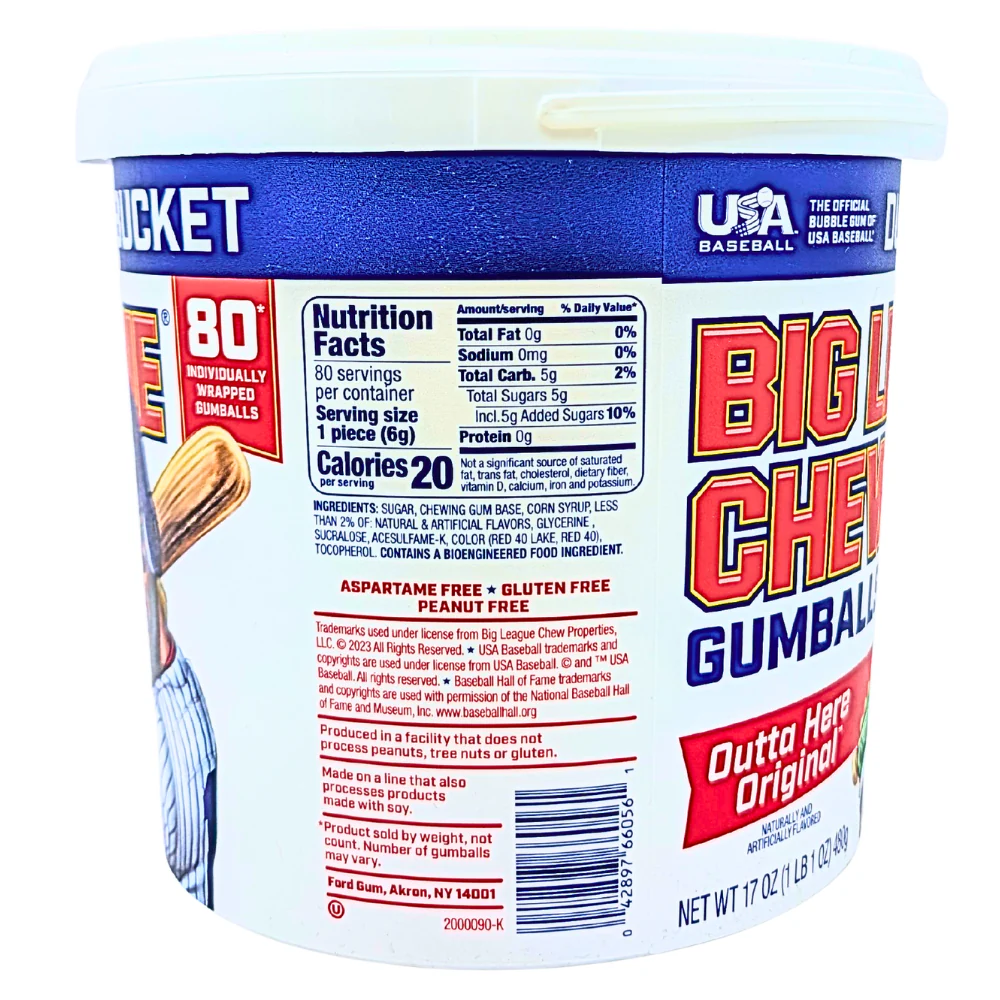Big League Chew Dugout Bucket 80pcs Gumballs - 17oz - Image 2