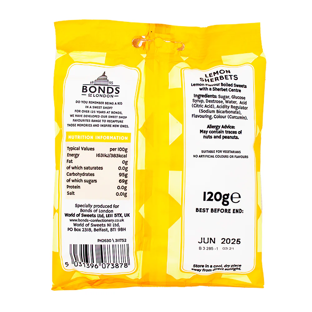 Bonds Lemon Sherbets (UK) - 120g - Image 2