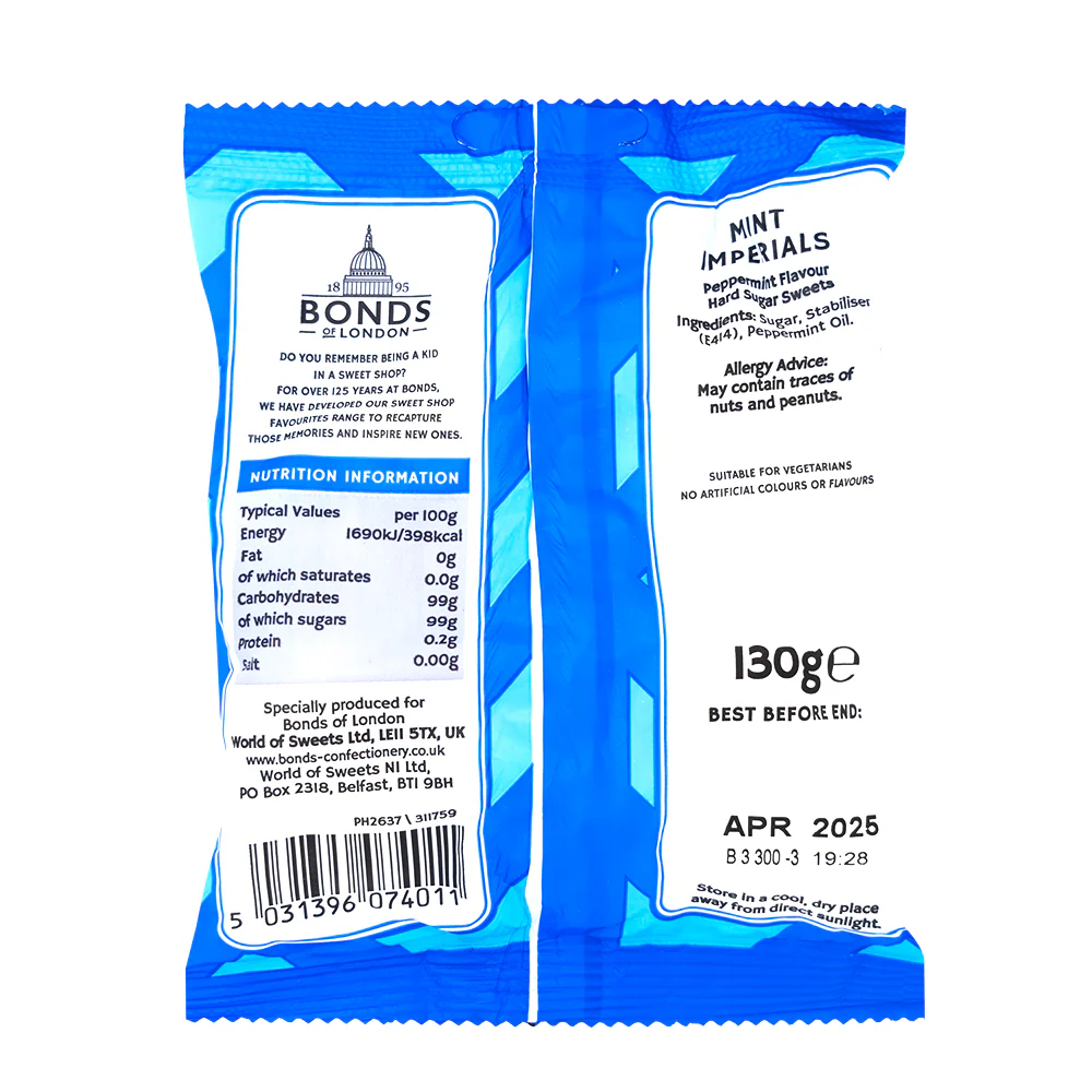 Bonds Sweet Shop Mint Imperials (UK) - 150g - Image 2