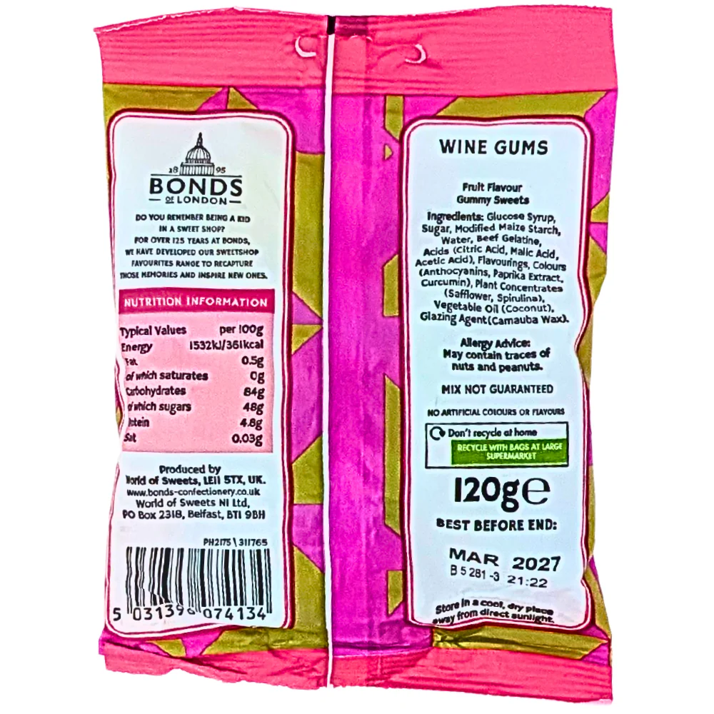 Bonds Wine Gums (UK) - 120g - Image 2