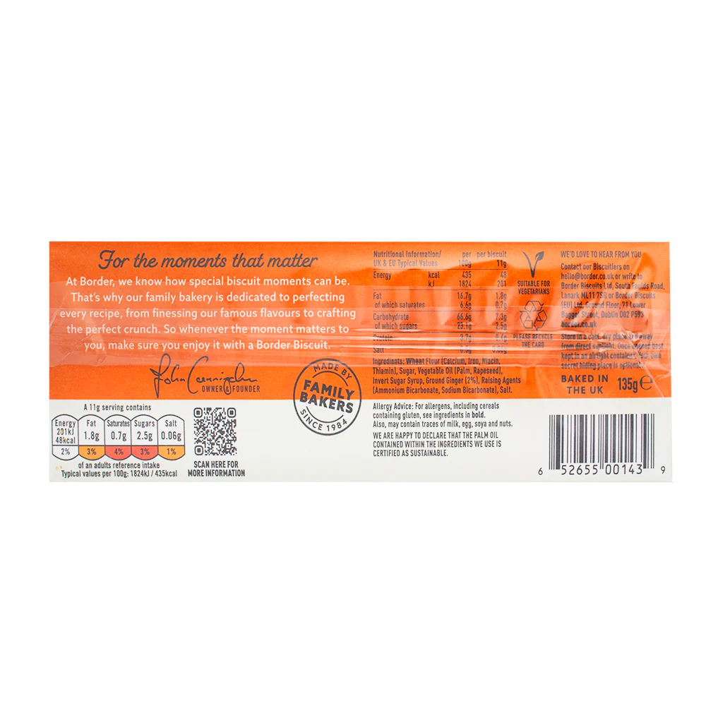 Border Fiery Ginger Crunch Cookie (UK) - 135g - Image 2