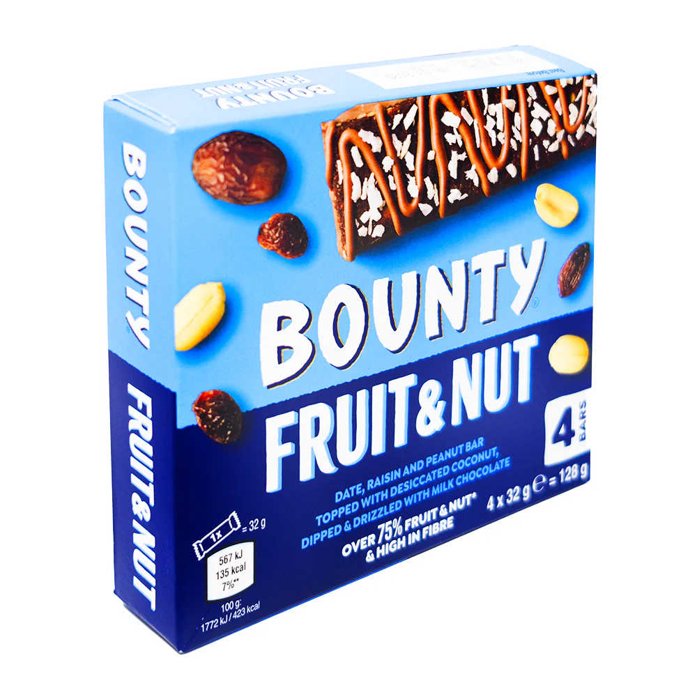 Bounty Triple Treat Fruit & Nut Bars (UK) - 128g 4pk - Image 2