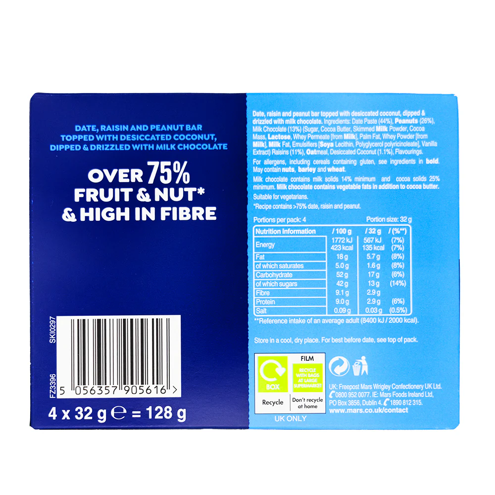 Bounty Triple Treat Fruit & Nut Bars (UK) - 128g 4pk - Image 3