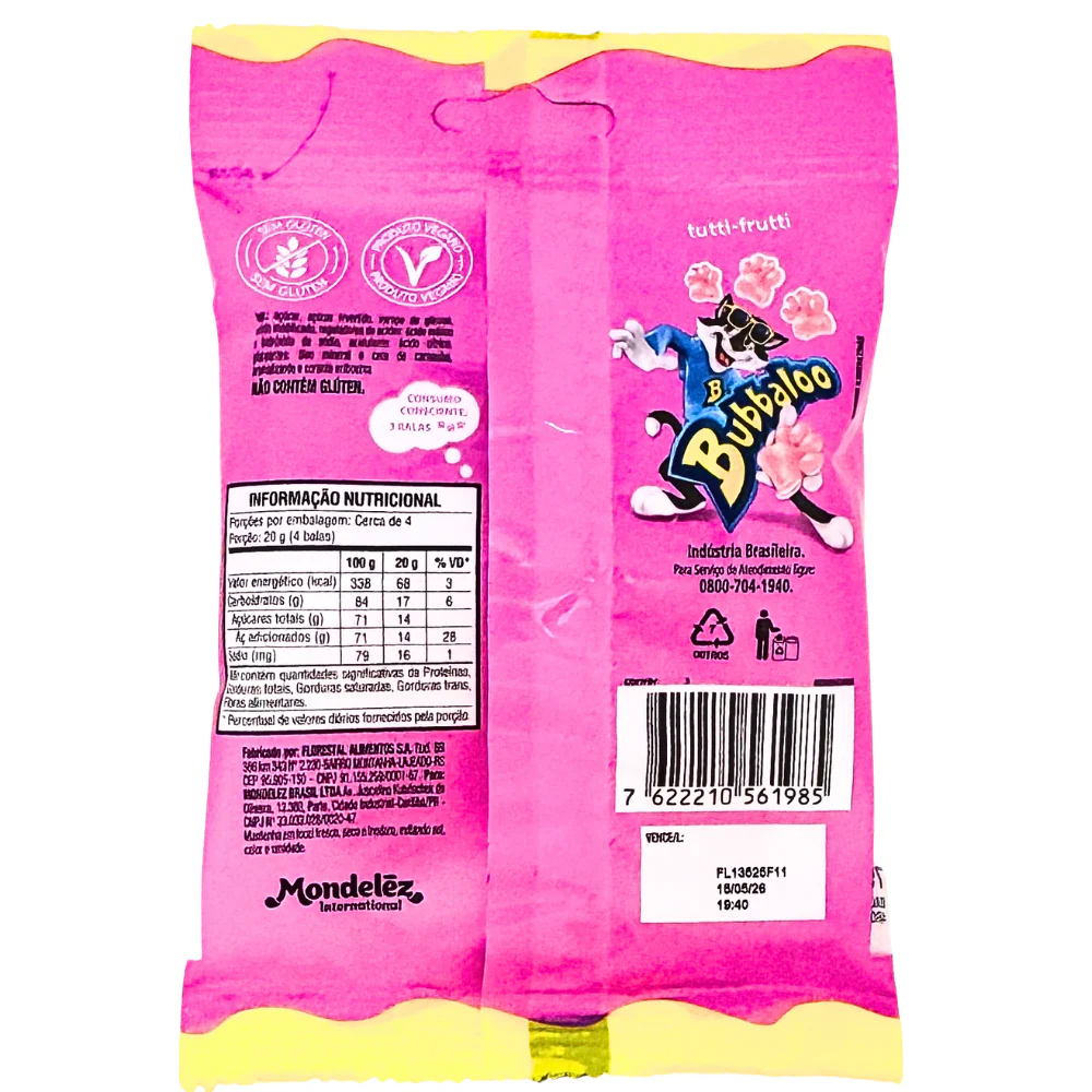 Bubbaloo Tutti Frutti Soft Candy (Brazil) - 75g - Image 2