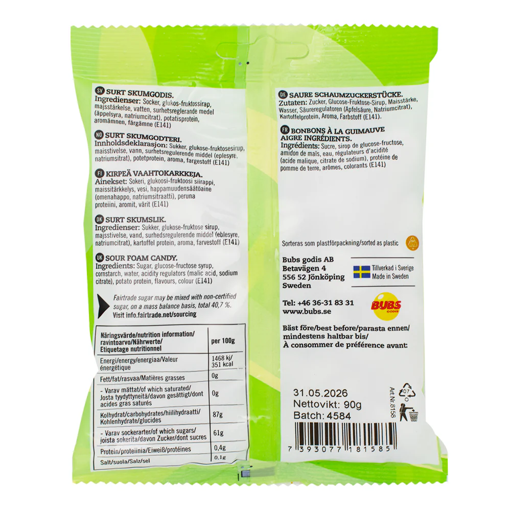 Bubs Goody Sour Pear Ovals (Sweden) - 90g - Image 2