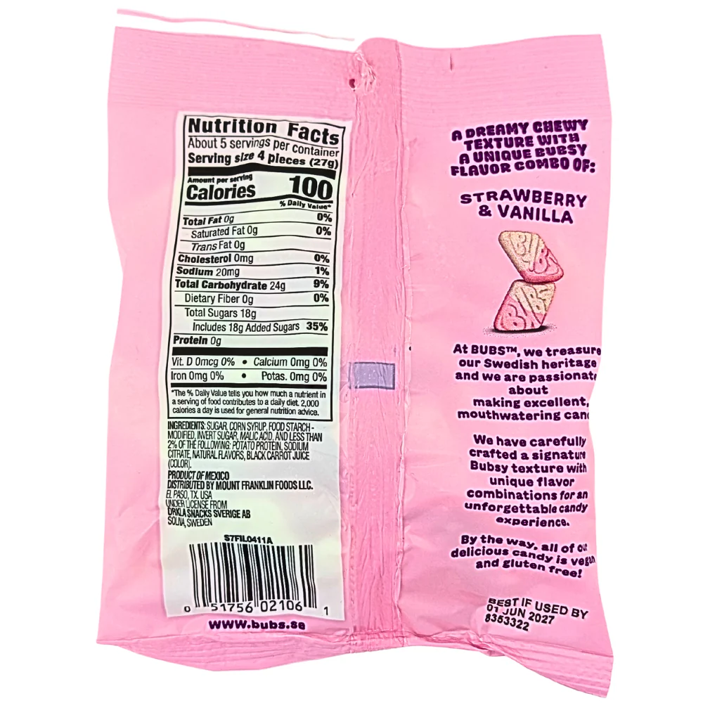 Bubs Sour Diamond Strawberry & Vanilla - 5.5oz - Image 2