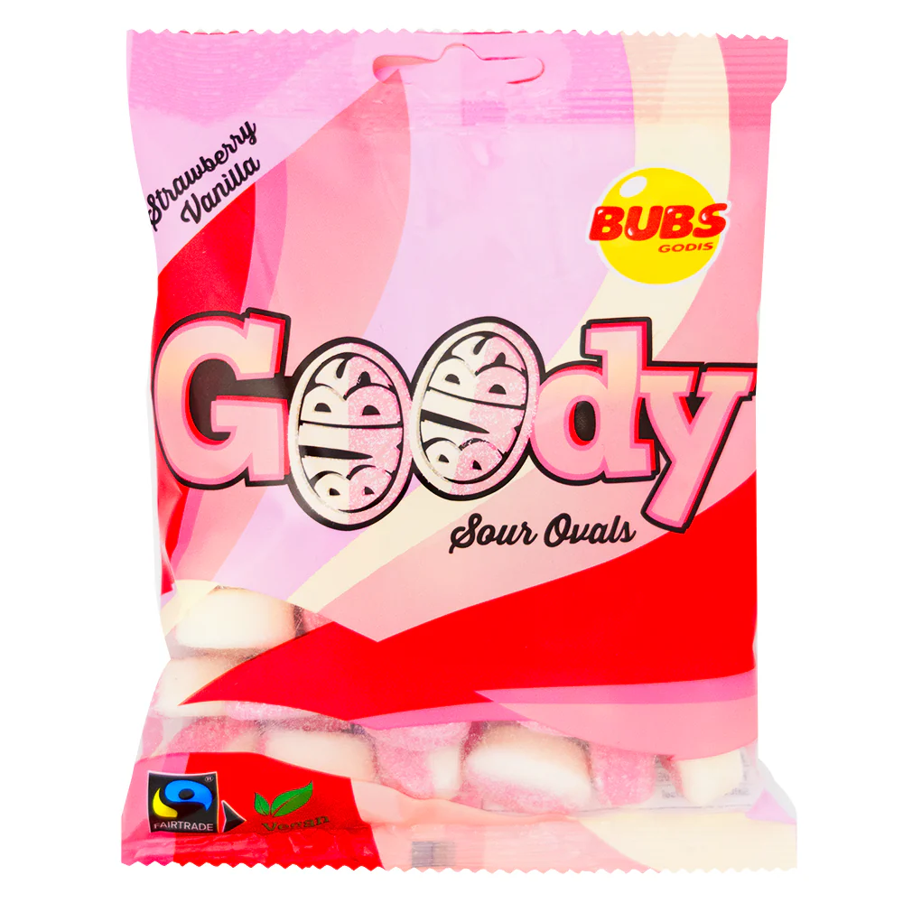 Bubs Goody Strawberry & Vanilla Sour Ovals (Sweden) - 90g