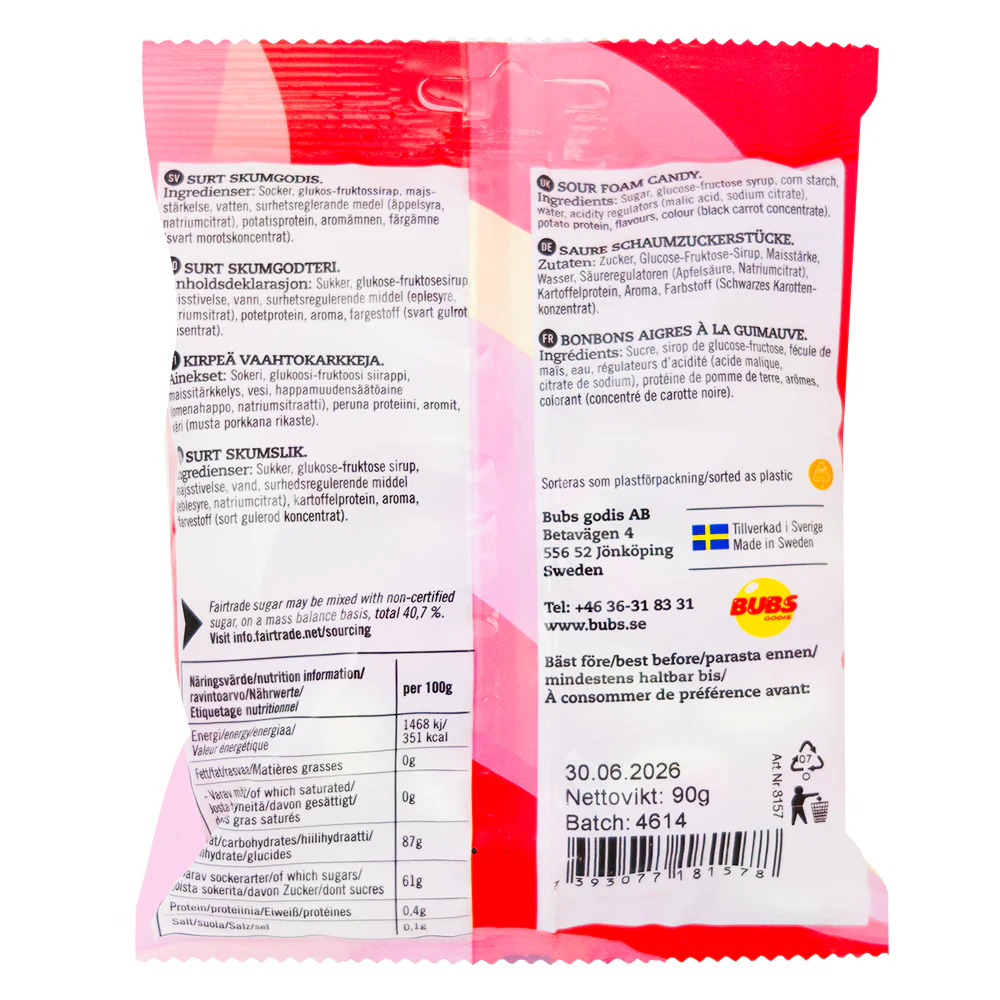 Bubs Goody Strawberry & Vanilla Sour Ovals (Sweden) - 90g - Image 2