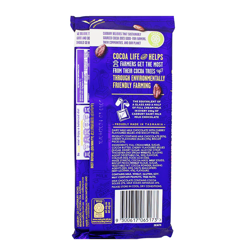 Cadbury Dairy Milk Black Forest (Australia) - 180g - Image 2
