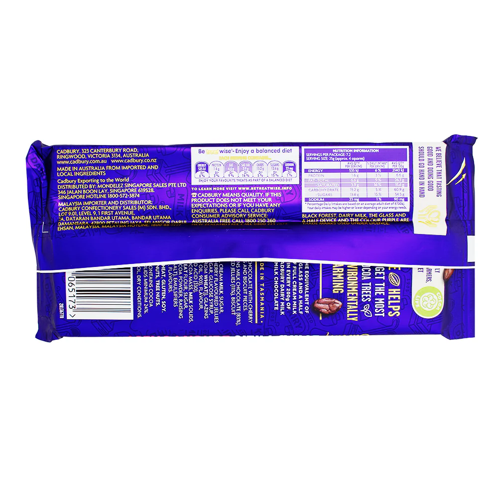 Cadbury Dairy Milk Black Forest (Australia) - 180g - Image 3