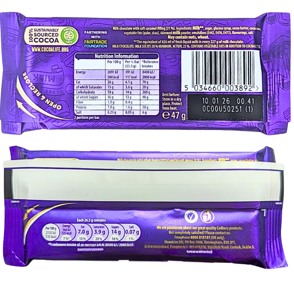 Cadbury Dairy Milk Caramello (Ireland) - 47g - Image 2