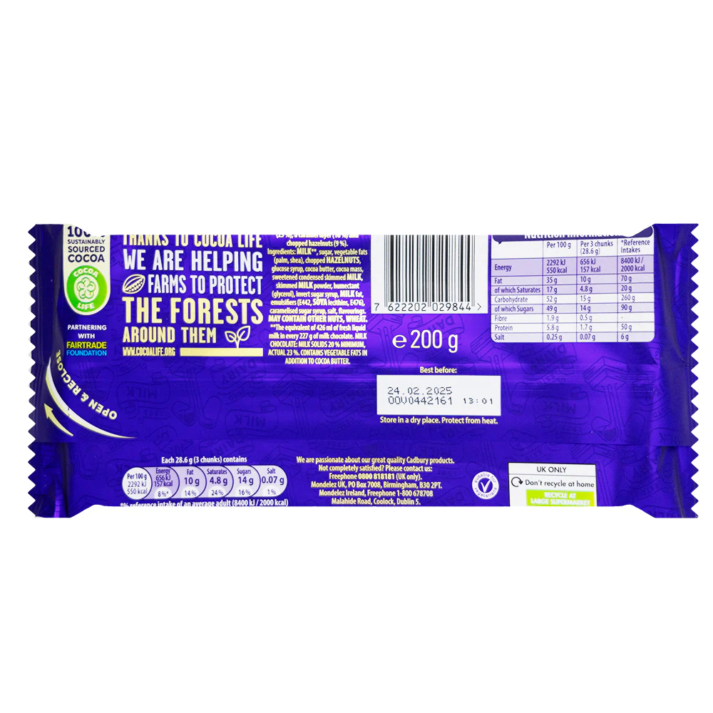 Cadbury Dairy Milk & More Caramel Nut Crunch Bar (UK)- 200g - Image 2