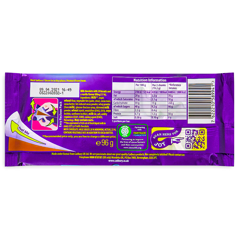 Cadbury Dairy Milk Oreo Sandwich (UK) - 96g - Image 3