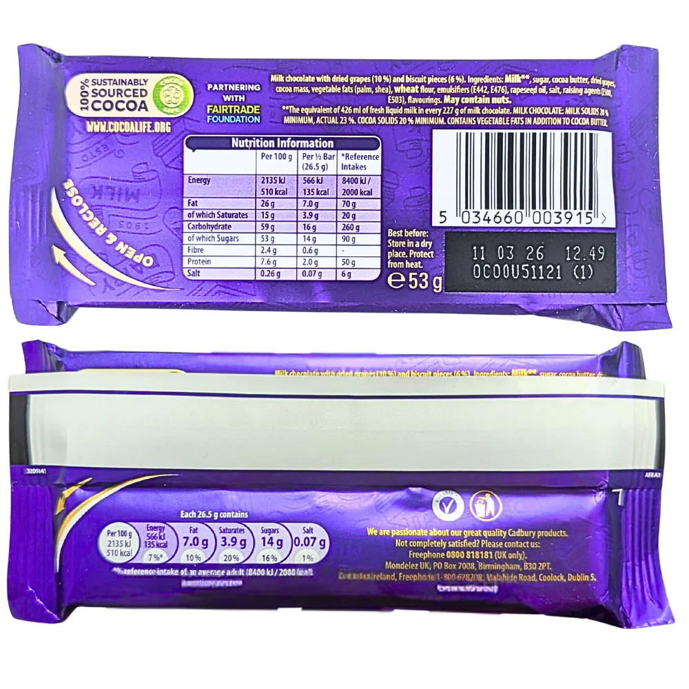 Cadbury Dairy Milk Tiffin (Ireland) - 53g - Image 2