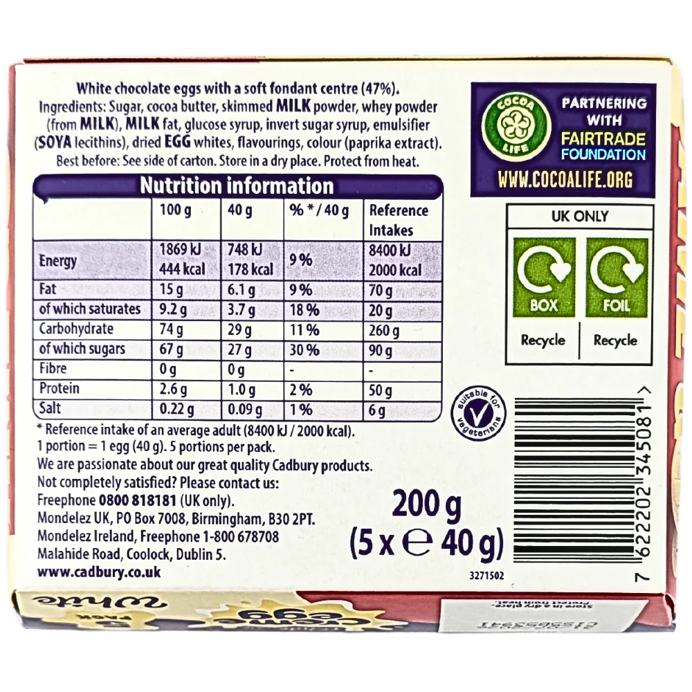 Cadbury Easter Creme Egg White 5PK (UK) - 200g - Image 3