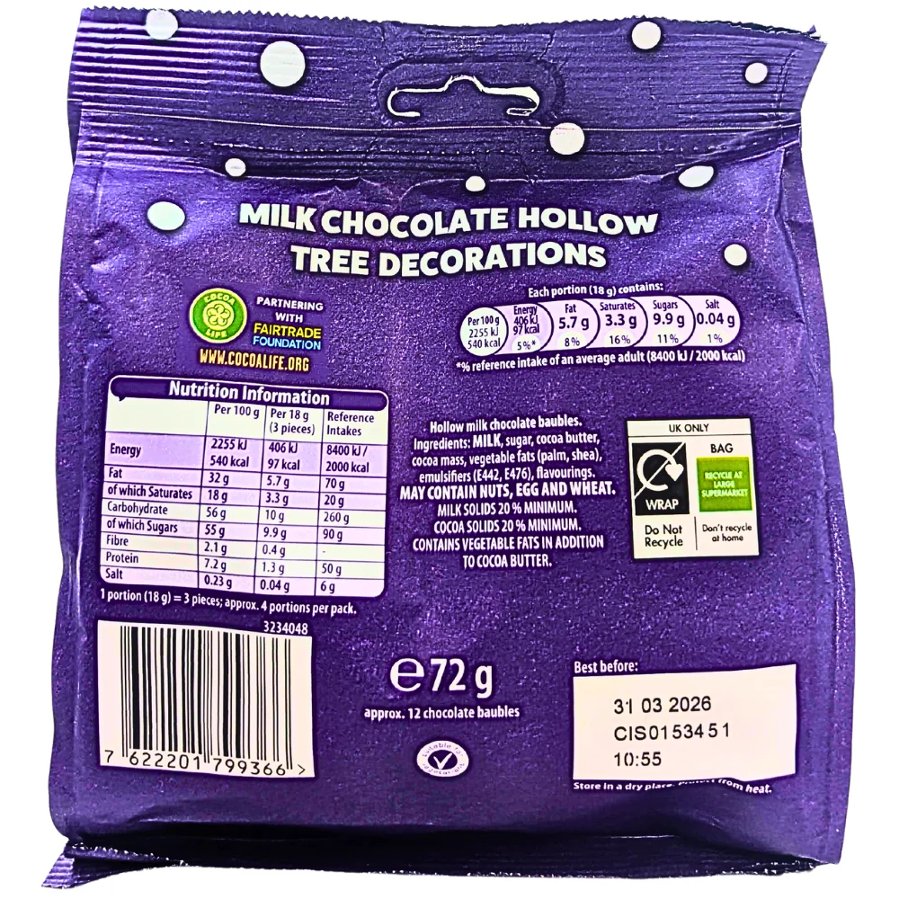 Cadbury Mini Baubles Tree Decorations (UK) - 72g - Image 2