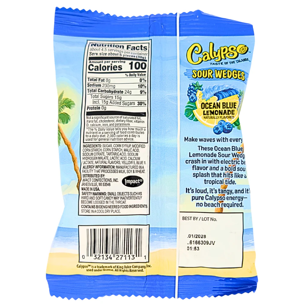 Calypso Sour Wedges Ocean Blue Lemonade - 4.5oz - Image 2