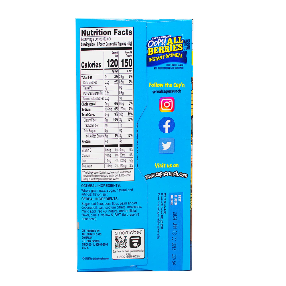 Captain Crunch Instant Oatmeal Oops All Berries - 34g - Image 4