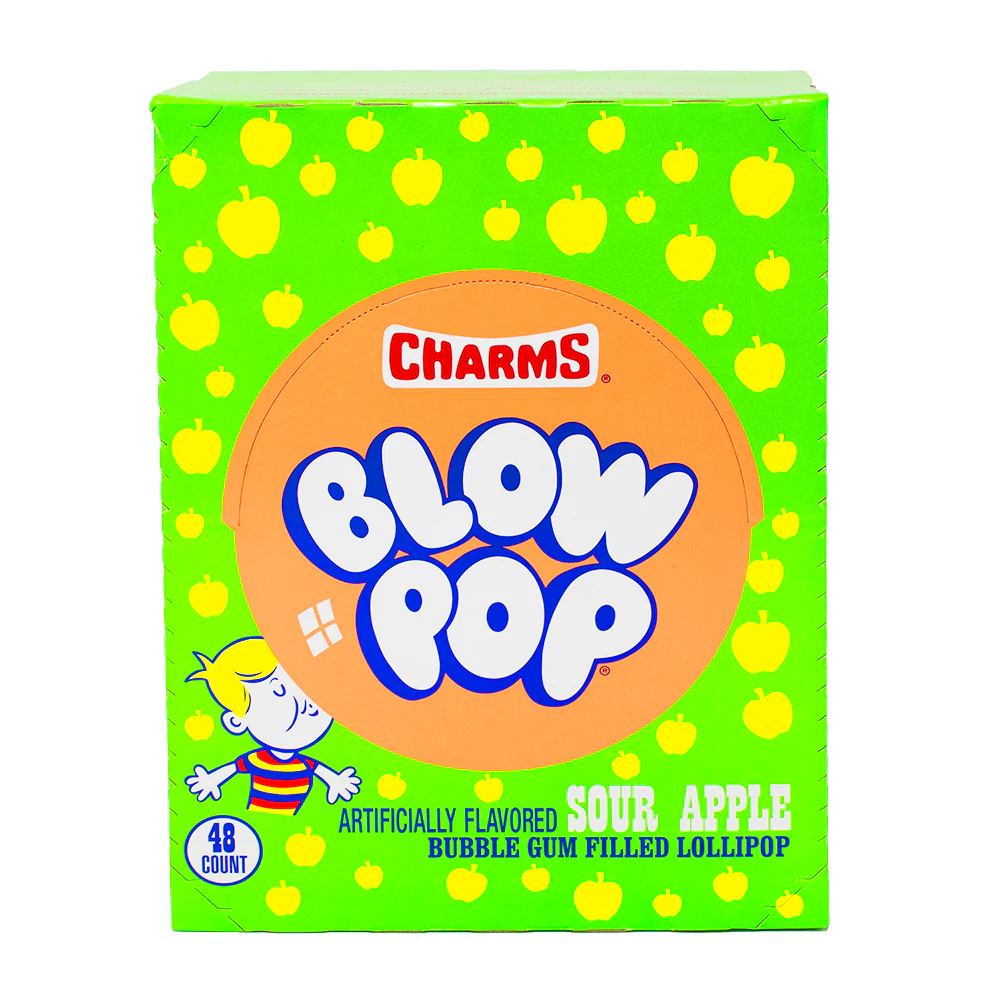 Charms Blow Pop Sour Apple - 48 Lollipops