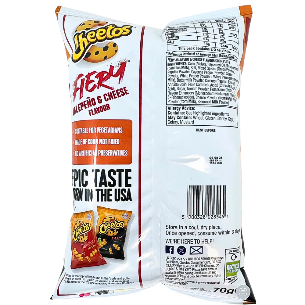 Cheetos Fiery Jalapeno & Cheese Corn Puffs - 70g - Image 2