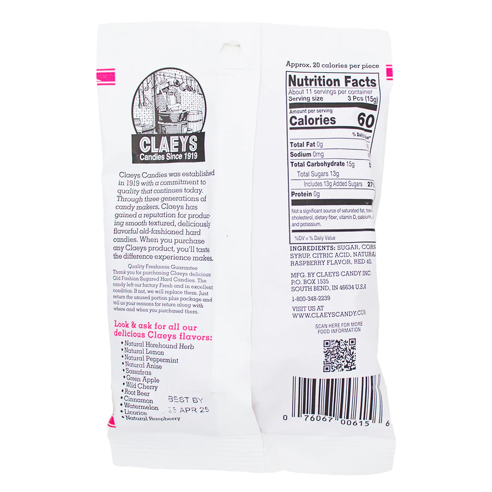 Claeys Raspberry Old Fashioned Hard Candies - 6 oz - Image 2