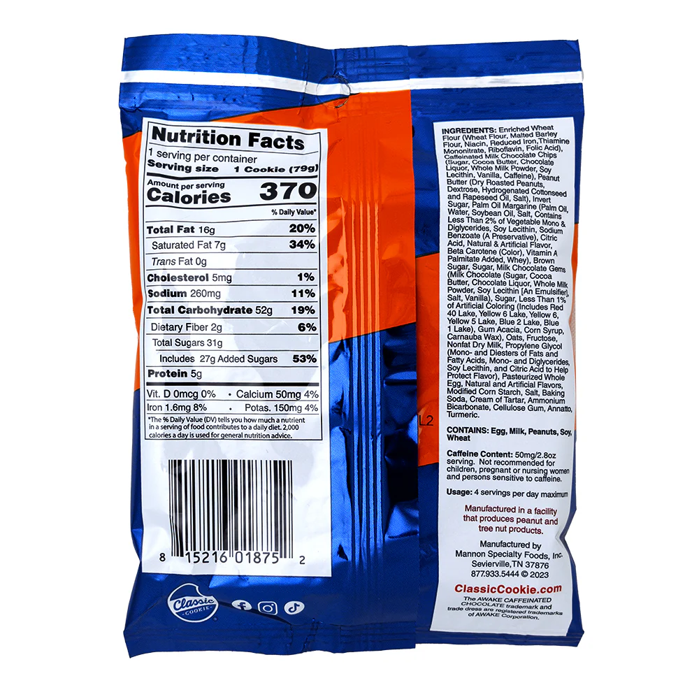 Classic Soft Energy Caffeine Monster Peanut Butter & Oats Cookie - 79g - Image 2
