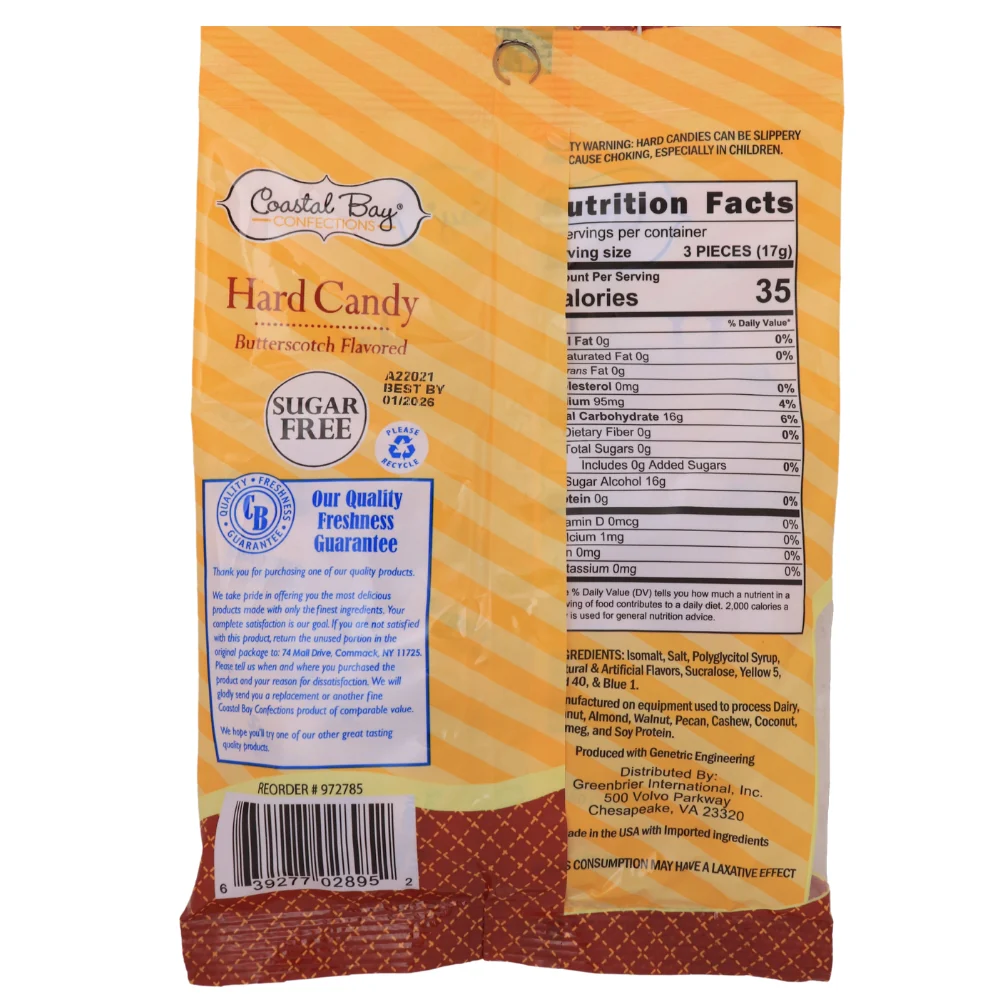Coastal Bay Sugar Free Butterscotch Hard Candy - 3oz - Image 2