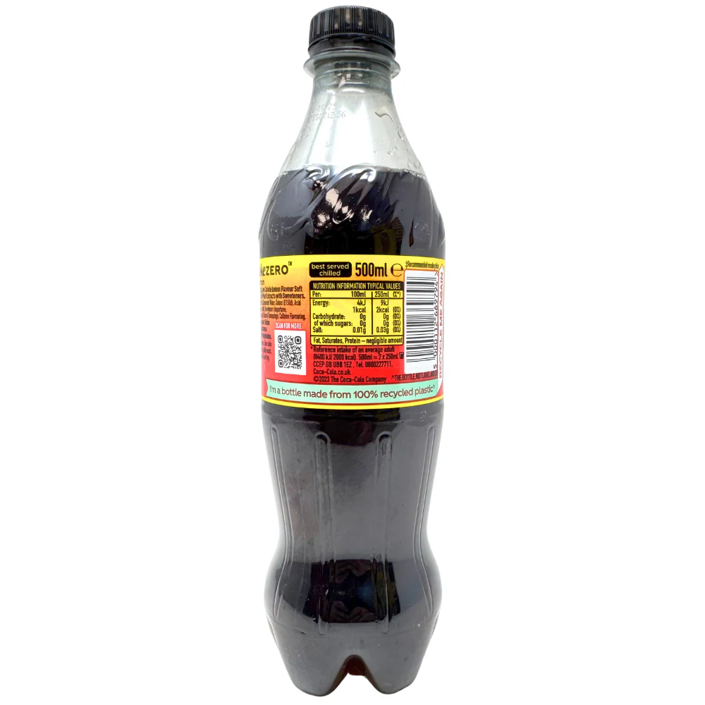 Coca Cola Lemon Zero Sugar (UK) - 500mL - Image 2