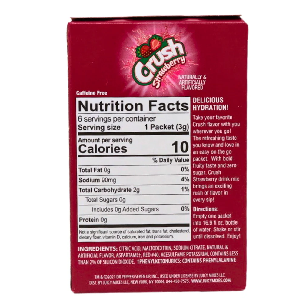 Crush Strawberry Singles to Go Drink Mix - 18g - Image 3