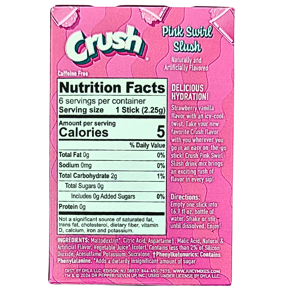 Crush Singles To Go Zero Sugar - Pink Swirl Slush - 13.5g - Image 2