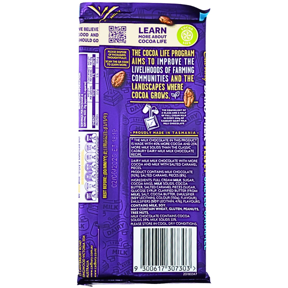 Dairy Milk Velvet Salted Caramel (Aus) - 150g - Image 2