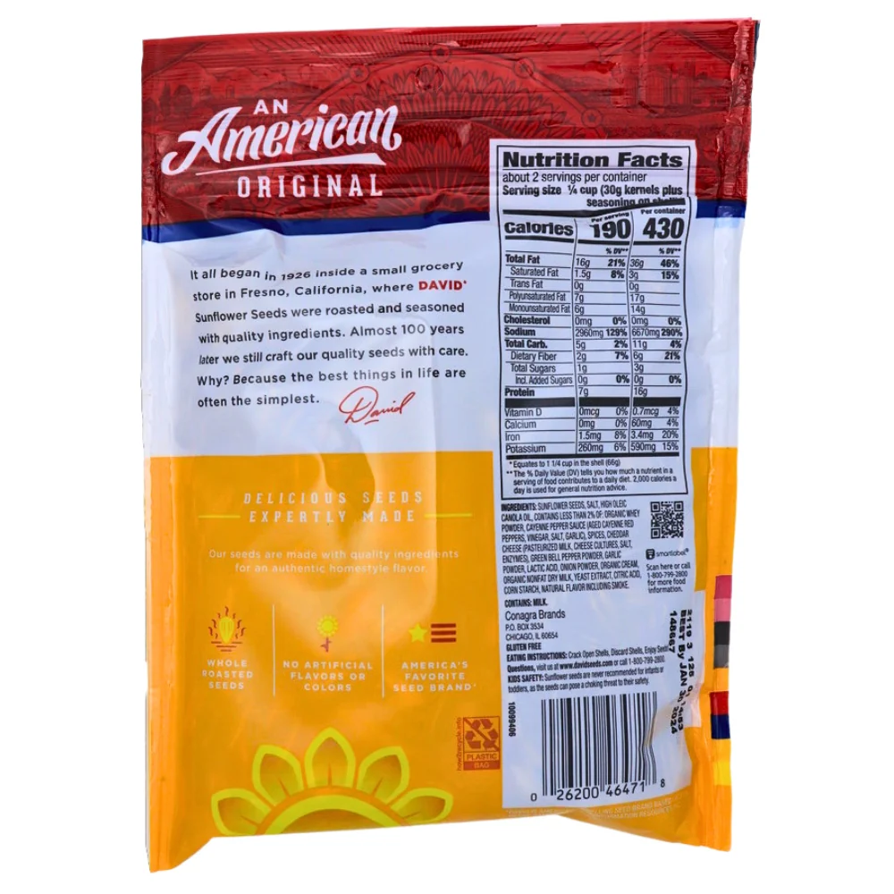 DAVID Spicy Queso Jumbo Sunflower Seeds - 5.25 oz - Image 2