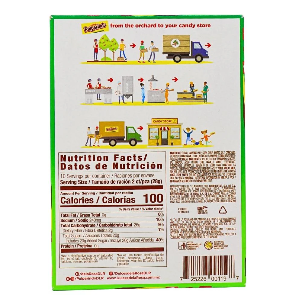 De La Rosa Pulparindo Tamarind Candy Watermelon - 20ct - Image 3