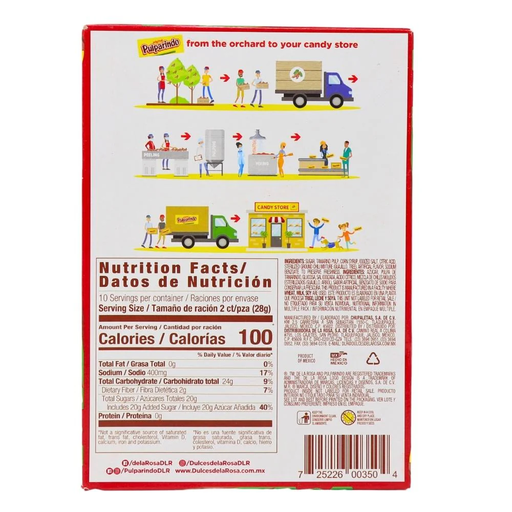 De La Rosa Pulparindo Tamarind Candy Extra Spicy - 20ct Box - Image 4