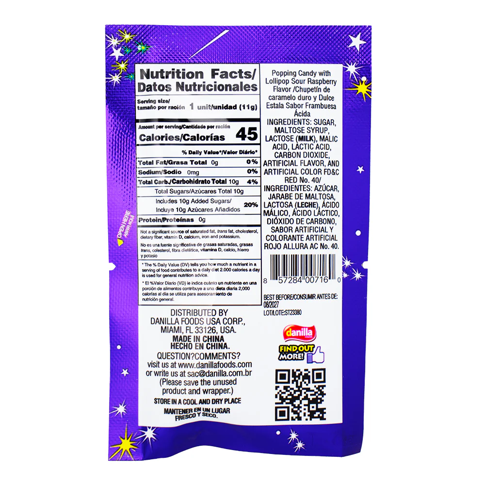 Dip Loko Sour Raspberry Lollipop with Popping Candy - .39oz - Image 2