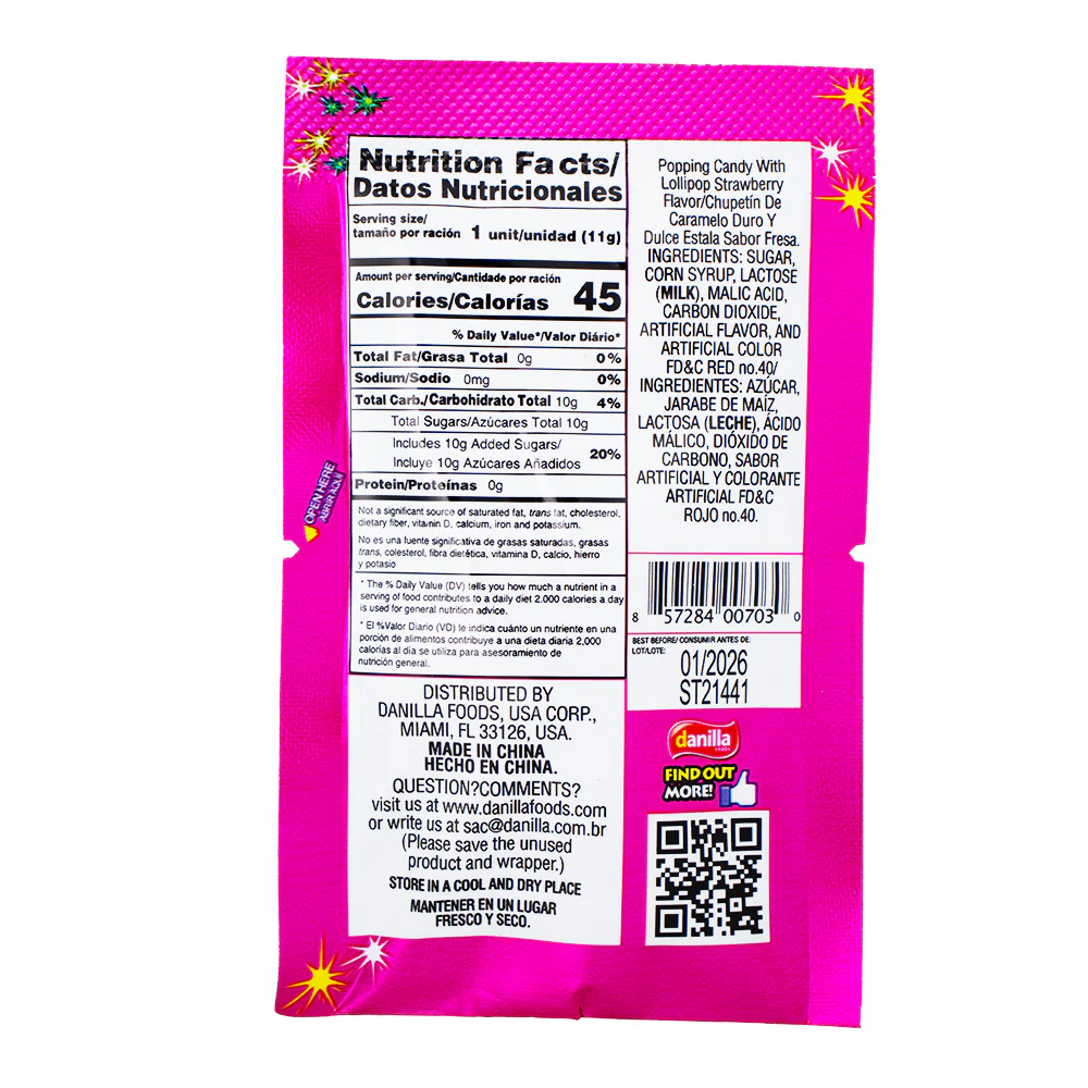 Dip Loko Strawberry Lollipop with Popping Candy - .39oz - Image 2