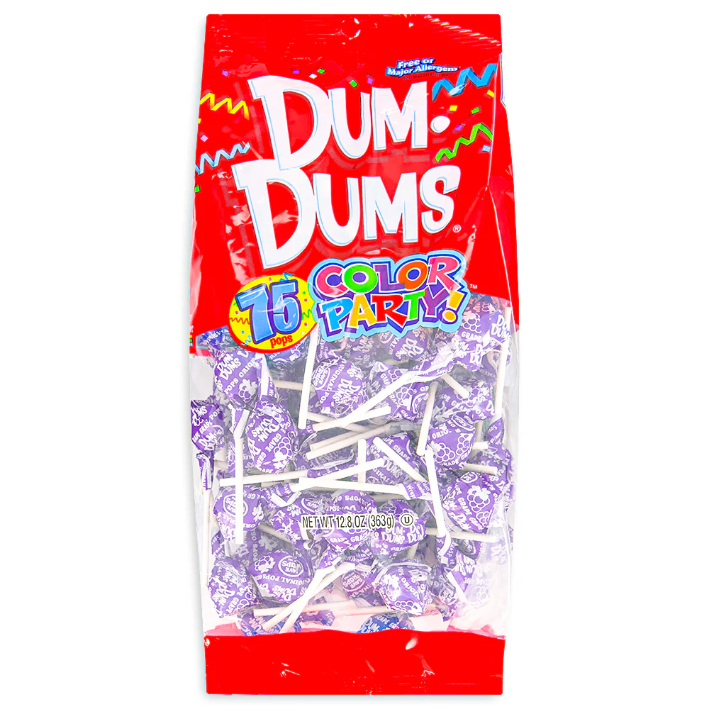 Dum Dums Color Party Purple Grape Lollipops-75 CT - Image 2