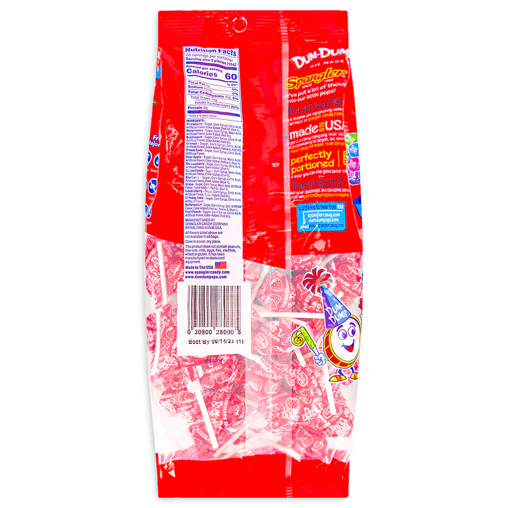 Dum Dums Color Party Red Strawberry Lollipops-75 CT - Image 3