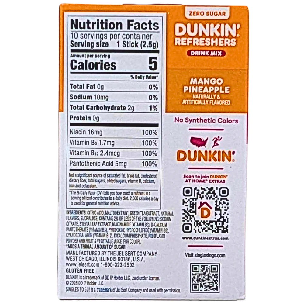 Dunkin' Singles To Go Zero Sugar - Mango Pineapple - 10 Pack - Image 2