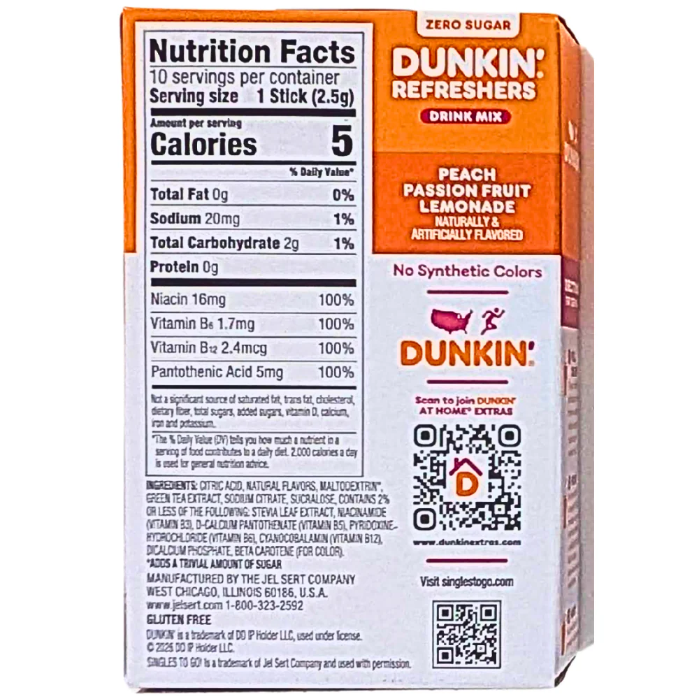 Dunkin' Singles To Go Zero Sugar - Peach Passionfruit Lemonade - 10 Pack - Image 2