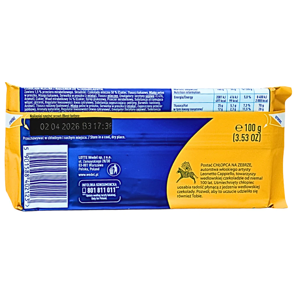 E. Wedel Milk Chocolate with Mirabelle Plum Filling (Poland) - 100g - Image 2