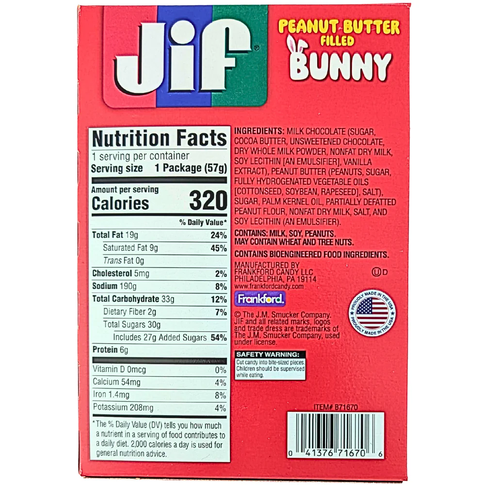 Easter Jif Peanut Butter Filled Bunny - 2oz - Image 2